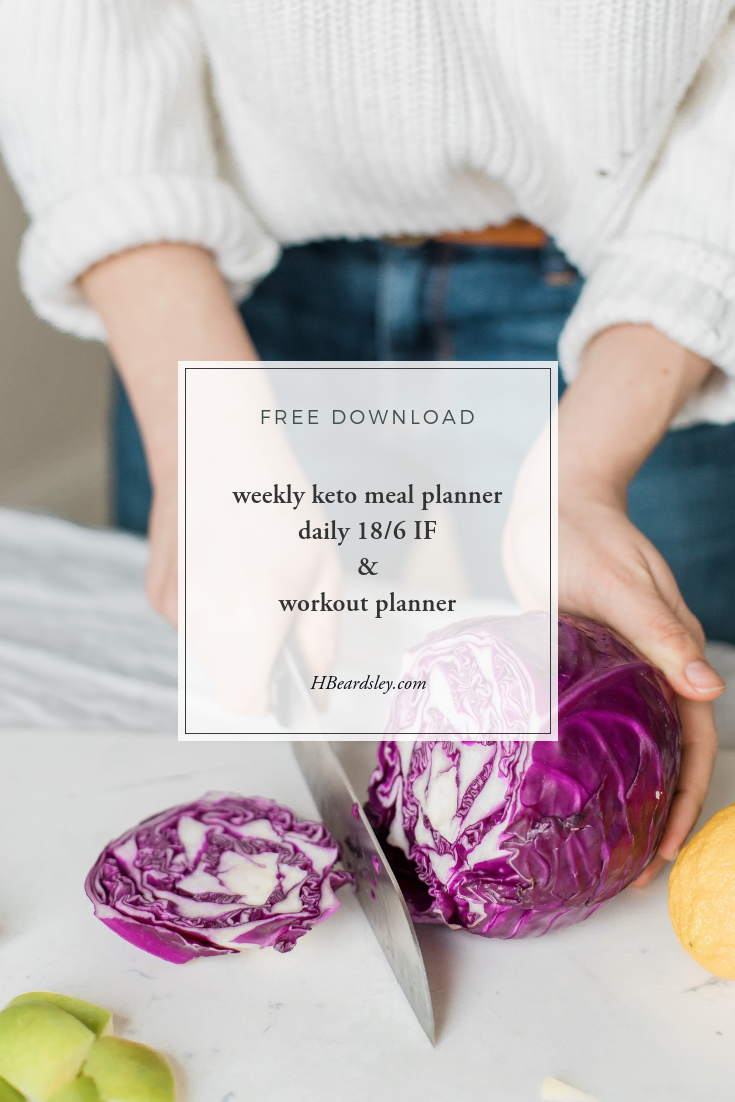 This handy little planner tool will help remind you of your 18-hour eating window, what your planned meals are for lunch and dinner, when and what to meal prep, and what your planned fasted workout and pm activities are. Free download.