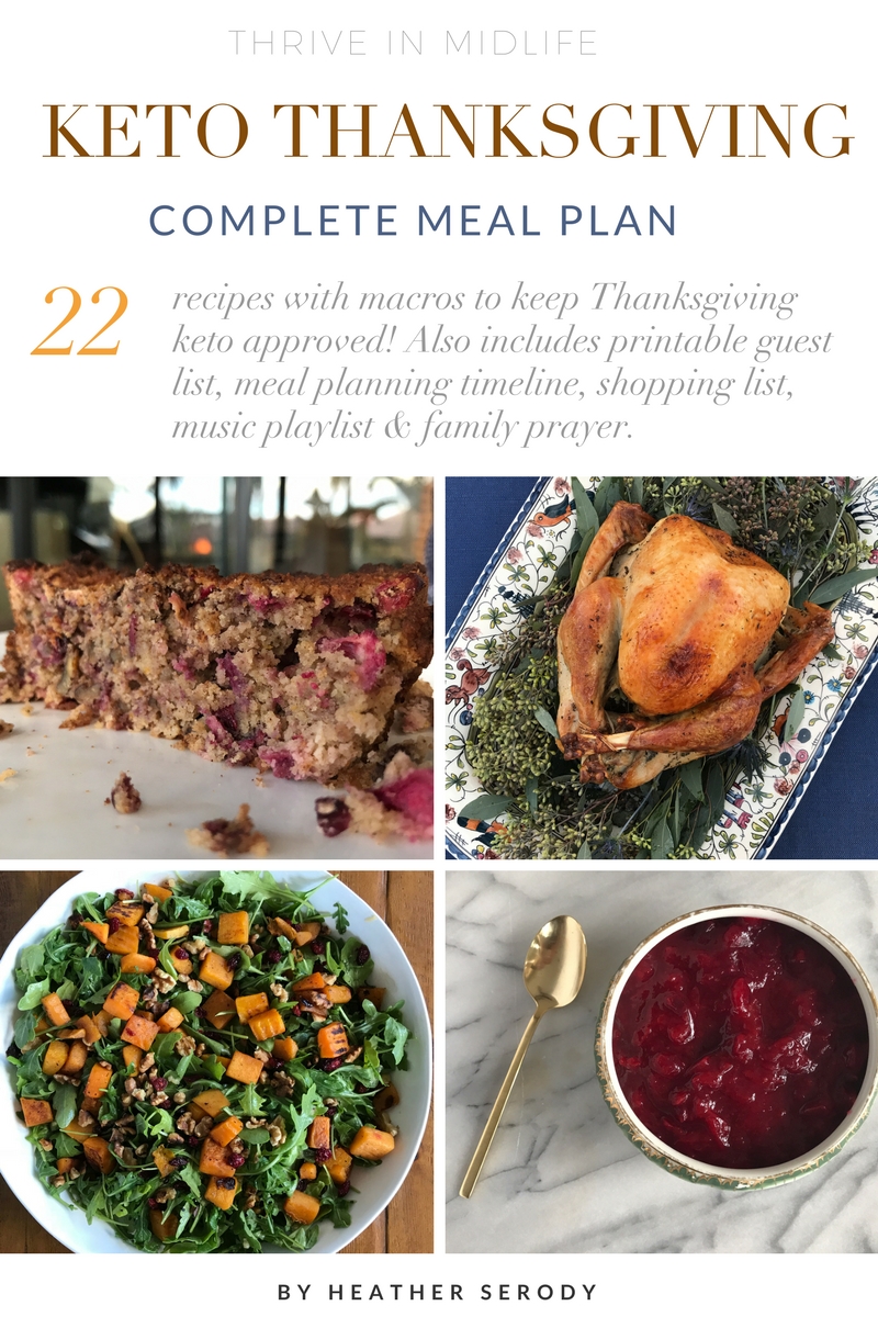 I created this meal plan to help you transition over to a complete keto-friendly low-carb Thanksgiving meal without sacrificing any taste. If you were to eat a serving of each of these recipes, you would end up consuming 2,250 calories, which breaks down to 78% fat (178 grams), 10% carbohydrate (57.5 total carbs with 23 grams fiber), and 19% protein (108.5 grams). This meal plan will help you maintain, and not gain any weight over Thanksgiving. #keto #thankgiving #ketorecipes #ketoholiday