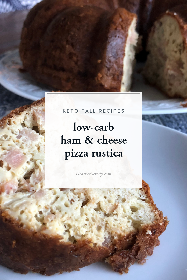 Low Carb Ham & Cheese Pizza Rustica recipe - this dish is traditionally called Pizza Rustica; which is a savory egg-based pie that is filled with cheeses and meats traditionally made on Good Friday and served on Easter - my version does away with the high cab crust & tastes delicious hot from the oven. Thrive In Midlife